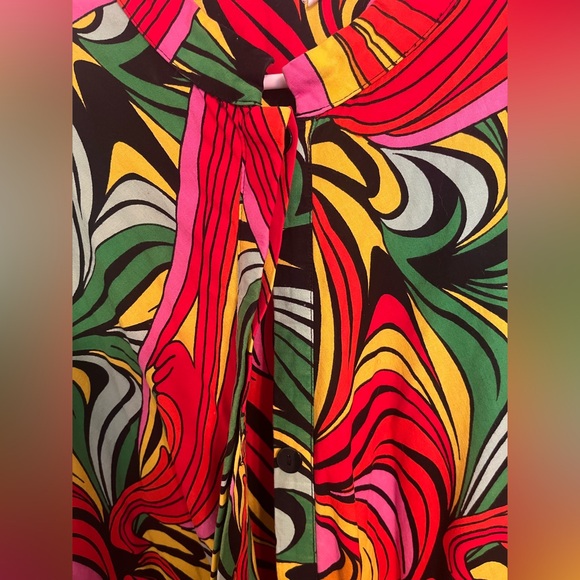 Zuri Print Dress Cotton 3/4 Sleeve 2X. *One Button missing. - Picture 5 of 5